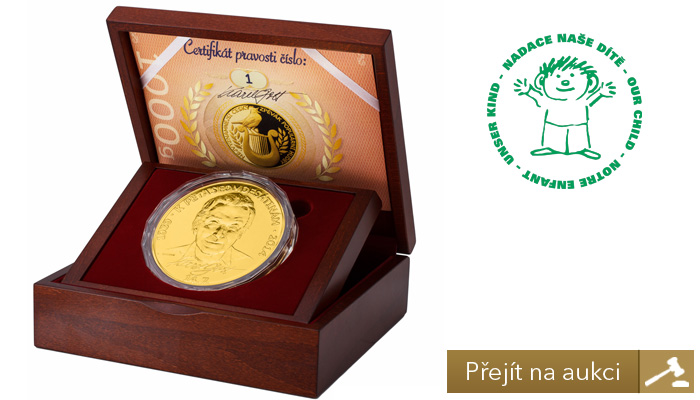 Dobročinná aukce zlaté medaile Karel Gott s číslem 1